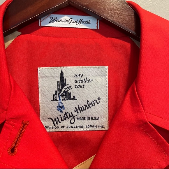 Vintage Misty Harbor Red Trench Coat with Matching Head Scarf, Size 6 - Picture 8 of 16